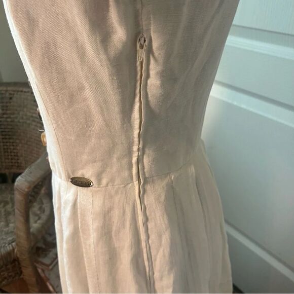 Giesswein vintage 100% cream linen boho dress size 8 - Picture 12 of 14
